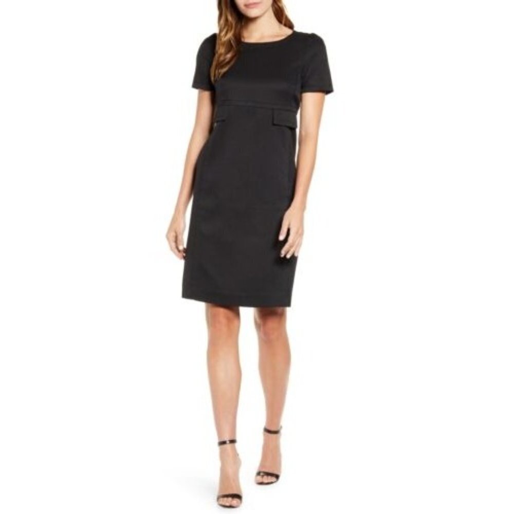 NWT Anne Klein Short Sleeve Scoop Neck Midi Classic Dress 6